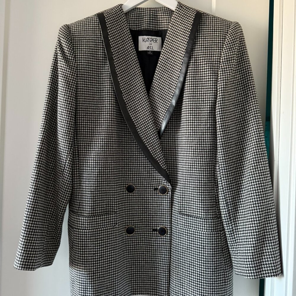 Vintage Kasper for ASL wool houndstooth jacket